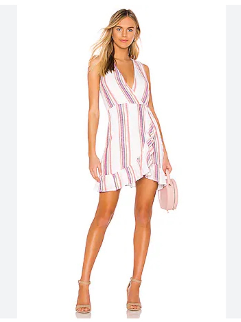 Rails Madison Jewel Stripe Wrap Dress in White and Pink Size XS